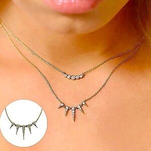 Gold Spike CZ Necklace, Spike Elongate, Minimalist, Dainty Design Fashion